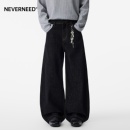 复古cleanfit水洗弯刀长裤 美式 男女秋季 NEVERNEED原色直筒牛仔裤