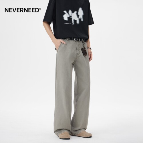 NEVERNEED纯棉直筒休闲裤男女