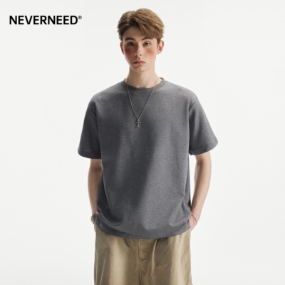 NEVERNEED撞色圆领短袖T恤男女