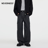 休闲裤 男女秋季 美式 NEVERNEED解构工装 复古cleanfit水洗直筒A字裤