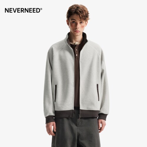 NEVERNEED重磅哈苏线立领卫衣男