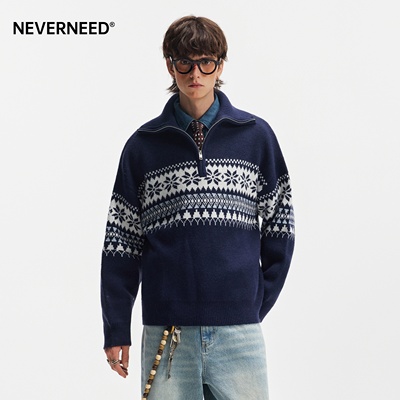 NEVERNEED费尔岛提花毛衣男女