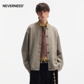毛衣男女冬季 NEVERNEED美式 cleanfit慵懒风开衫 含绵羊毛针织外套