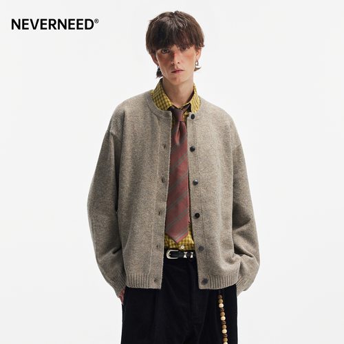 NEVERNEED美式慵懒风开衫毛衣