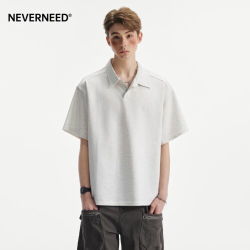 NEVERNEED重磅空气层翻领t恤男