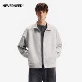 立领休闲运动短款 卫衣男春季 外套 潮牌cleanfit开衫 NEVERNEED美式