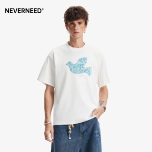 NEVERNEED索罗娜短袖T恤男女夏季美式宽松凉感速干boxy短款体恤潮