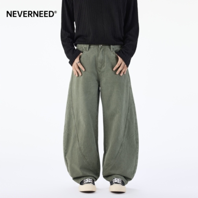 NEVERNEED解构拼接工装休闲裤男
