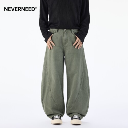 NEVERNEED解构拼接工装休闲裤男