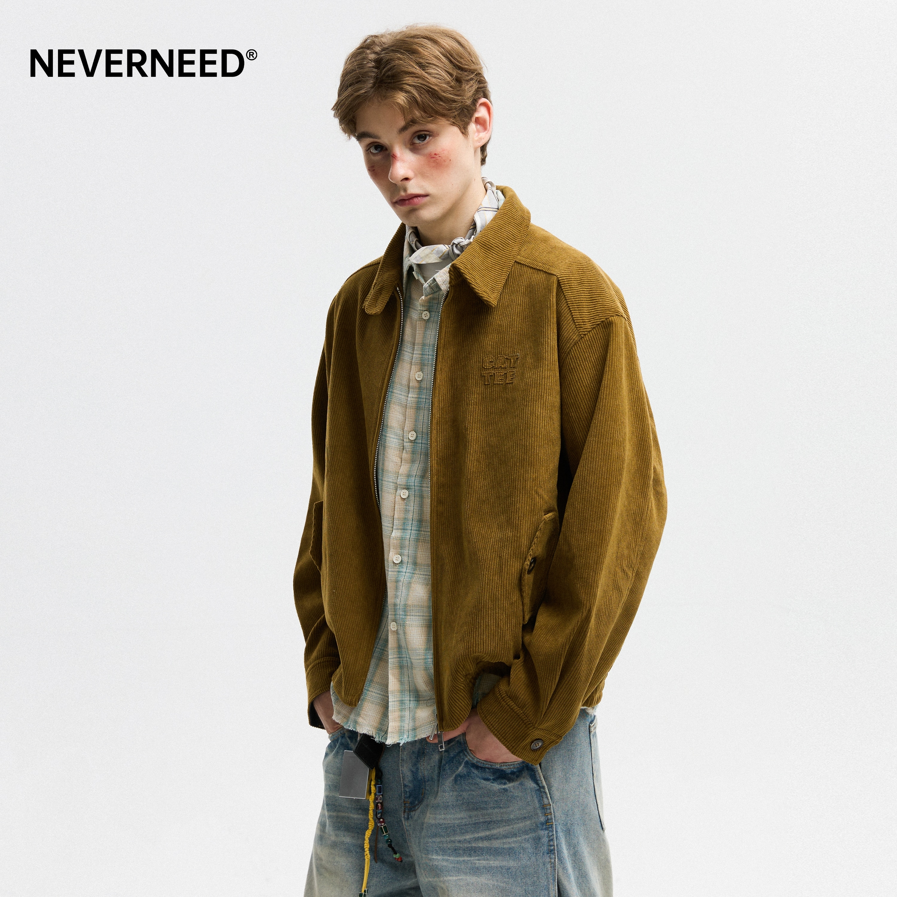 NEVERNEED灯芯绒短款夹克外套男