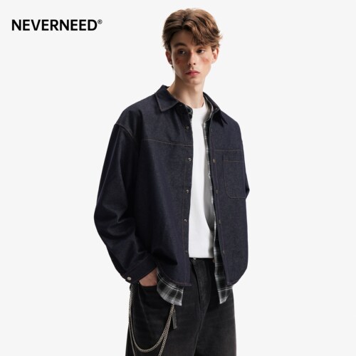 NEVERNEED假两件原色牛仔外套
