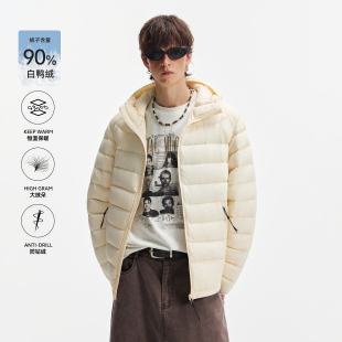 NEVERNEED轻薄排骨连帽羽绒服男女冬季 保暖高充绒白鸭绒情侣外套