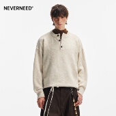 NEVERNEED含棉羊毛亨利领毛衣男美式 复古cleanfit花纱针织衫 外套
