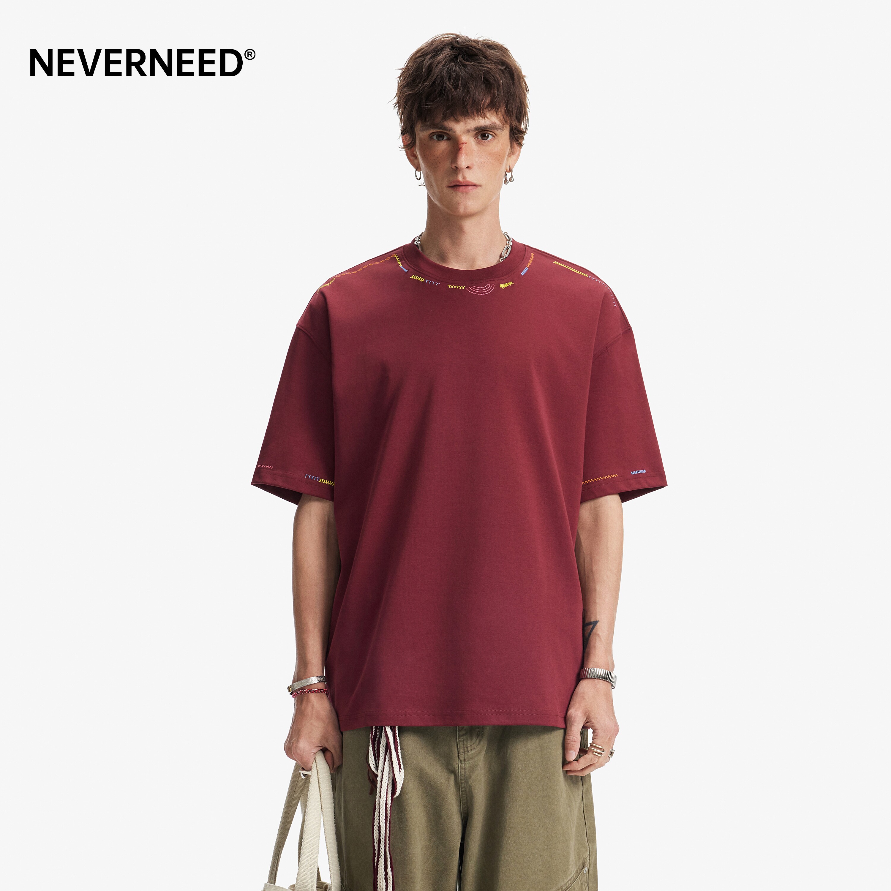 NEVERNEED重磅圆领T恤男女图片