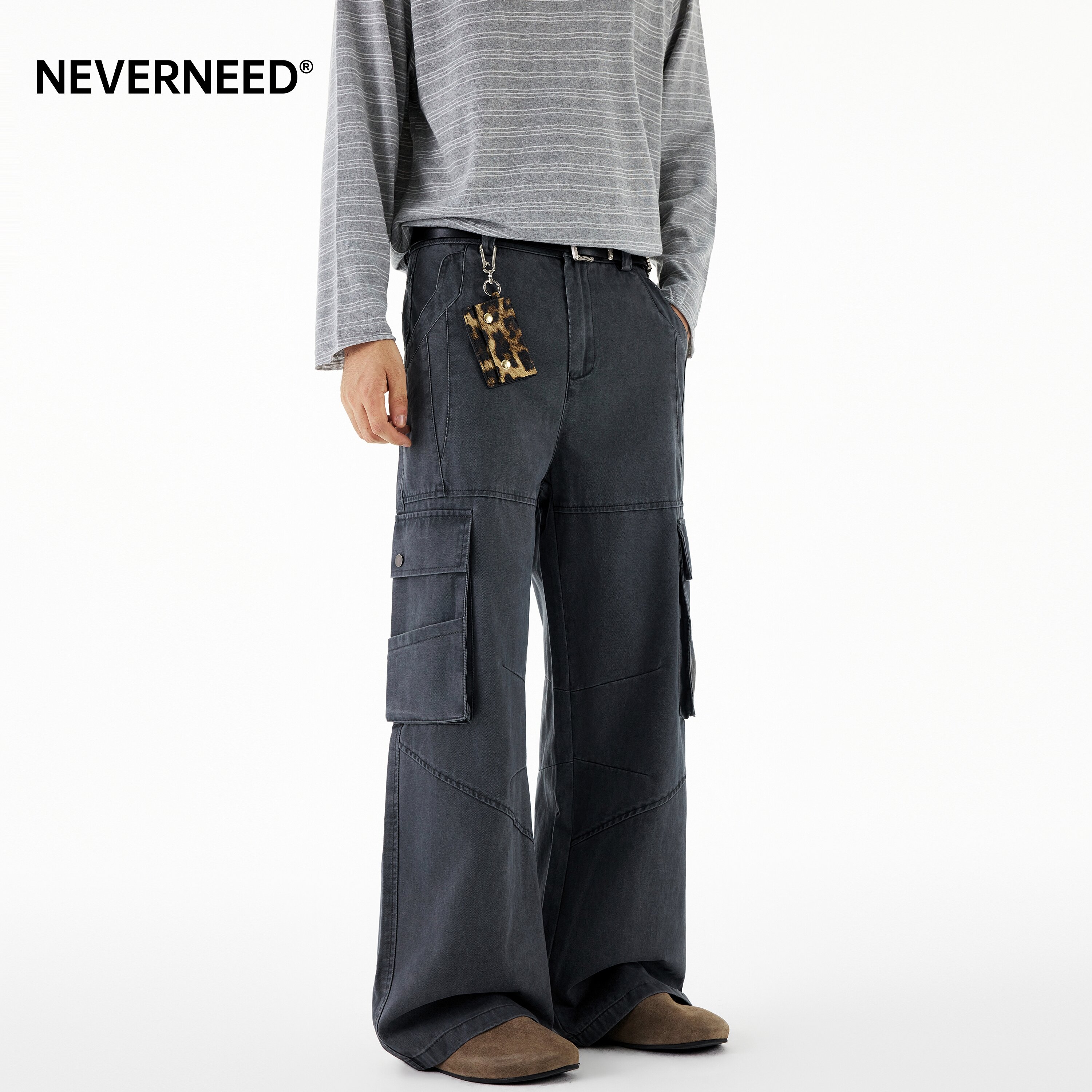 NEVERNEED水洗解构工装休闲裤男图片
