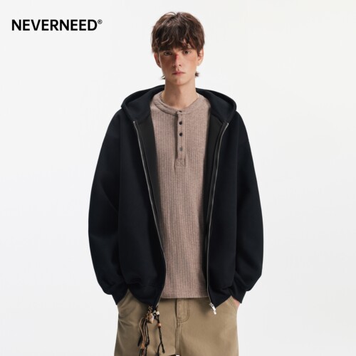 NEVERNEED400g重磅连帽卫衣男
