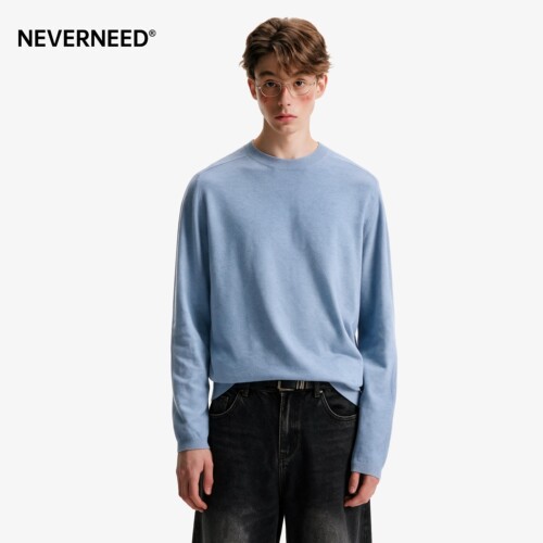 NEVERNEED绵羊毛圆领毛衣男女秋