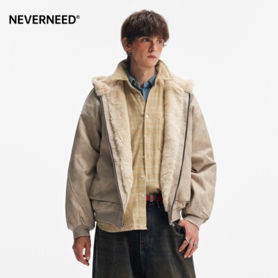 NEVERNEED大理石座山雕毛领棉服