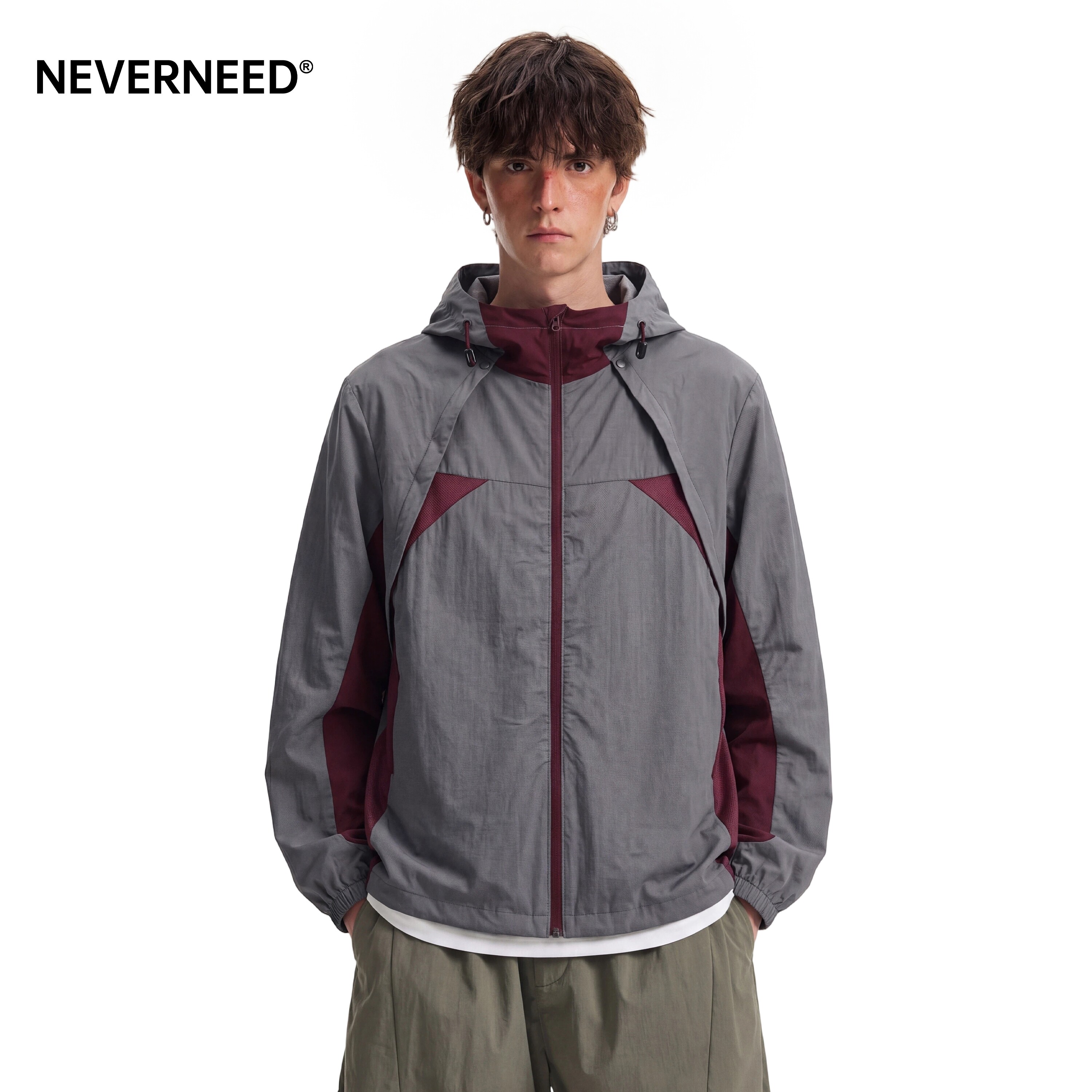 NEVERNEED网眼透气连帽防晒衣男图片