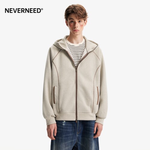 NEVERNEED哈苏线解构连帽卫衣男