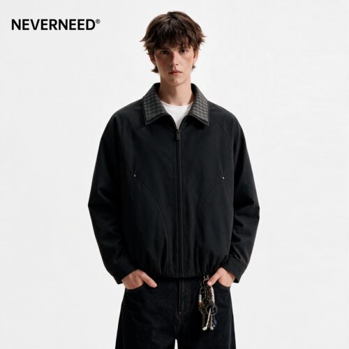 NEVERNEED巴恩风格纹夹克男女秋