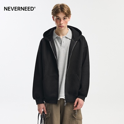 NEVERNEED重磅连帽开衫卫衣男