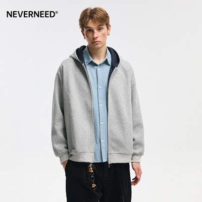 NEVERNEED重磅撞色连帽卫衣男女