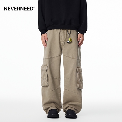 NEVERNEED做旧水洗休闲工装裤