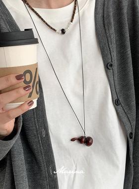 Marina｜小众s925纯银檀木葫芦抽拉项链毛衣链长款高级感女秋冬潮