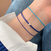 极细1mm青金石素圈手链多层 天然石手工串珠手串配件均为s925银