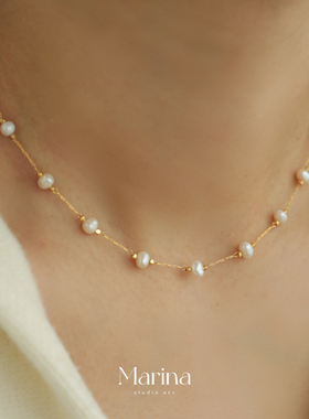 天然淡水珍珠【满天星】项链叠戴小众高级感轻奢锁骨链黄铜镀金女