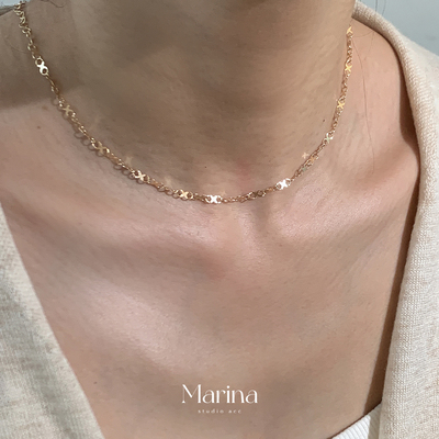 超闪8字链 通体925银镀金锁骨链女叠戴八字链无限调节cocoshnik