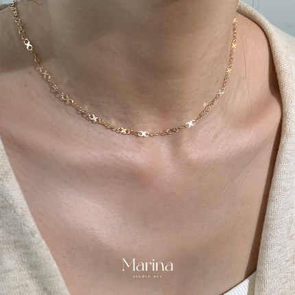 超闪8字链 通体925银镀金锁骨链女叠戴八字链无限调节cocoshnik