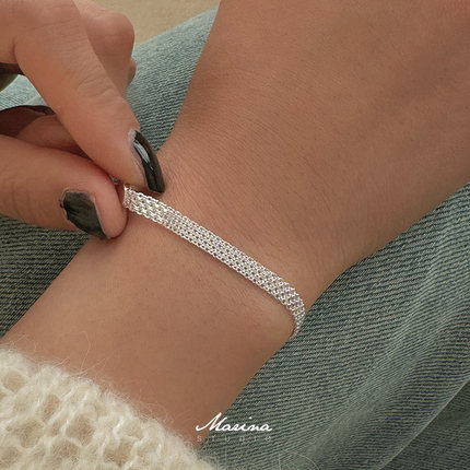 Marina｜通体925纯银复古编织蕾丝手链 小众高级感手表链叠戴女