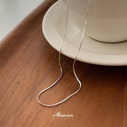 Marina｜极细方形蛇骨链 通体s925纯银叠戴女