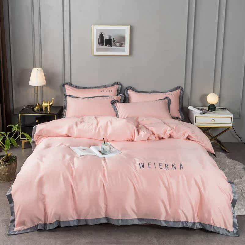 床上冰丝四件套床单被罩被单夏季裸睡水洗真丝天丝绸被套欧式丝滑|ruв категории постельные принадлежности, кровать новобрачных/четыре члена рукав/Несколько членов рукав - от Buy2taobao.com для оказания профессиональной услуги покупки агента Taobao