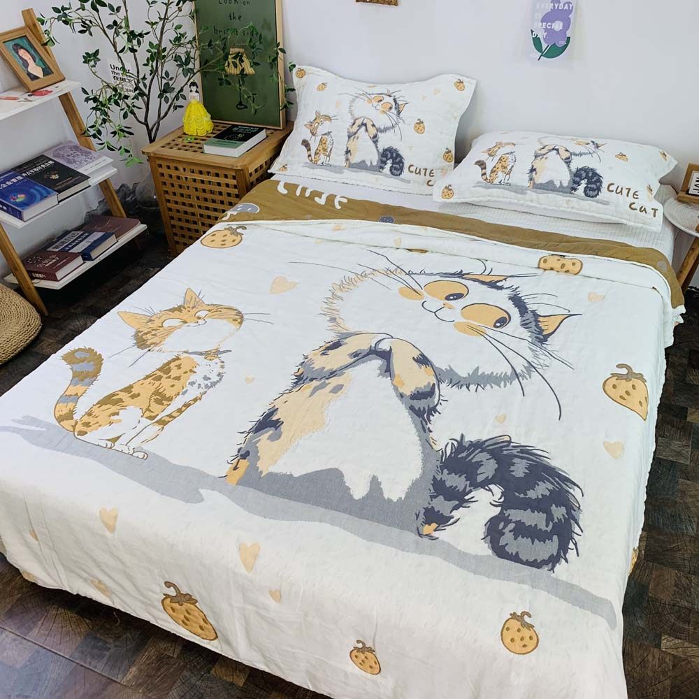 新款双人空调被夏凉被春秋纯棉纱布成人儿童被子色织提花纱布毯,床上用品,化纤被,淘宝优惠券,粉丝福利购,淘宝优惠卷