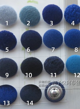 蓝色系大衣毛衣高级包布大纽扣子