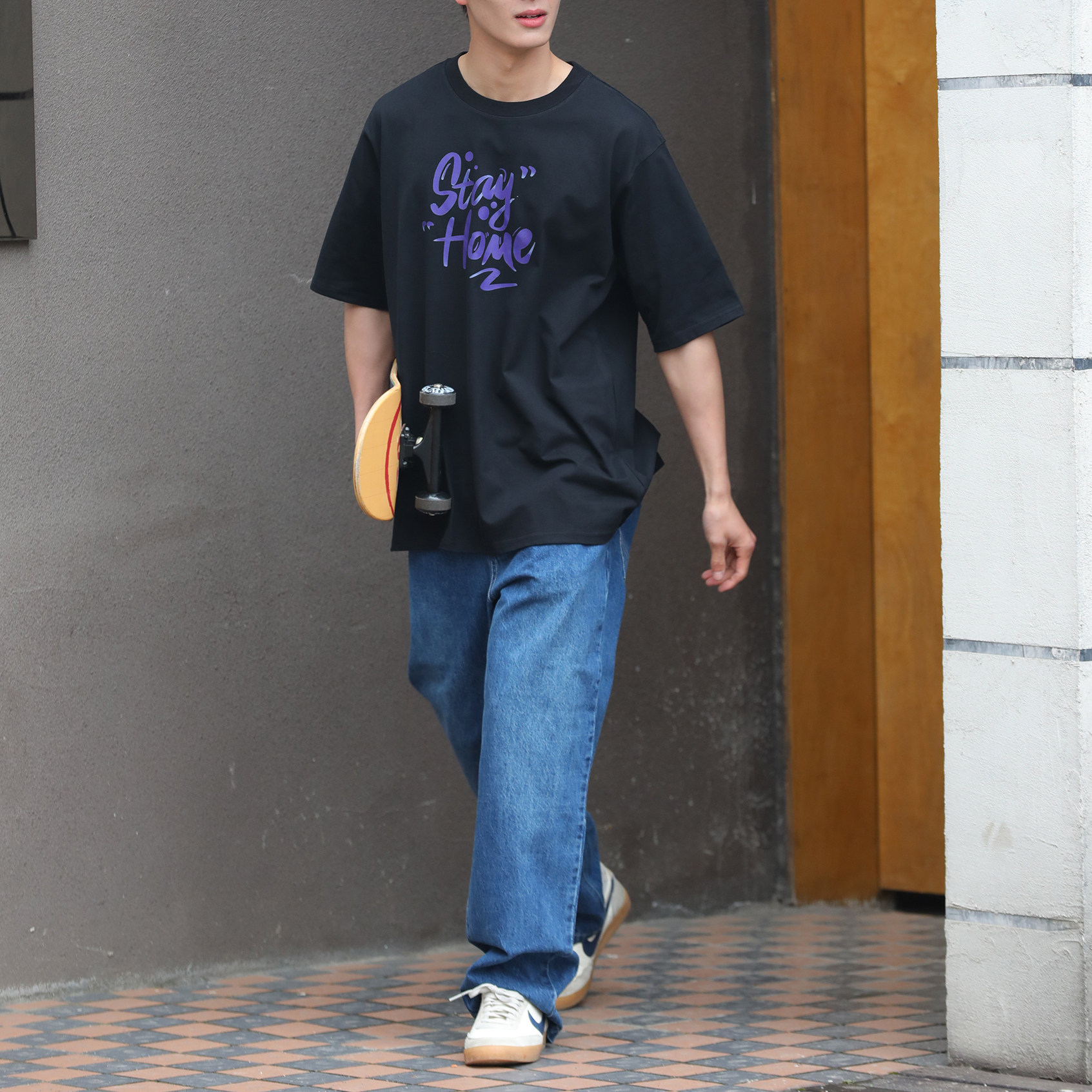 【清仓不退不换】日系复古水洗牛仔裤直筒宽松阔腿休闲长裤情侣款