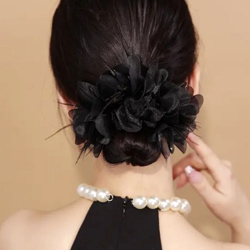 花瓣羽毛头花头饰发饰2026年新款高级感扎头发头绳丸子头盘发发圈