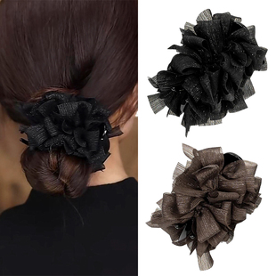 蓬松丸子头抓夹女高级感半扎夹子头饰时尚 气质显发量蝴蝶结发夹女
