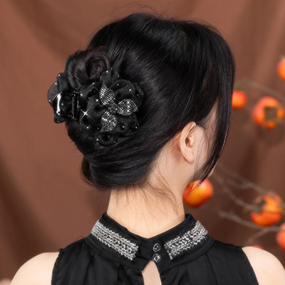 高级感抓夹女2025新款发量少丸子头盘发发夹女后脑勺夹子头花头饰