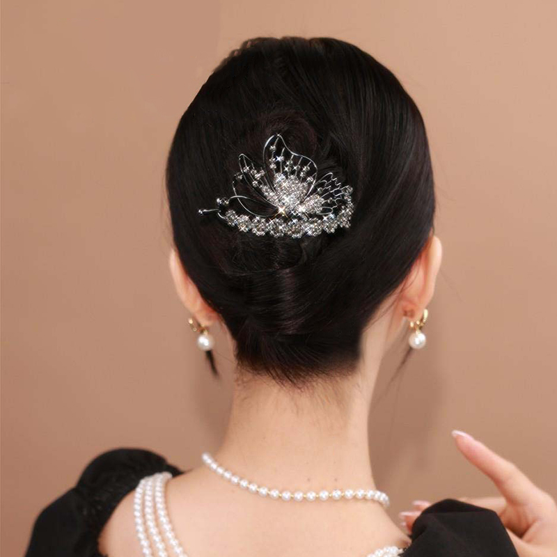 精致发夹女后脑勺2025新款高端水钻一字夹夹子头饰蝴蝶扭扭夹抓夹