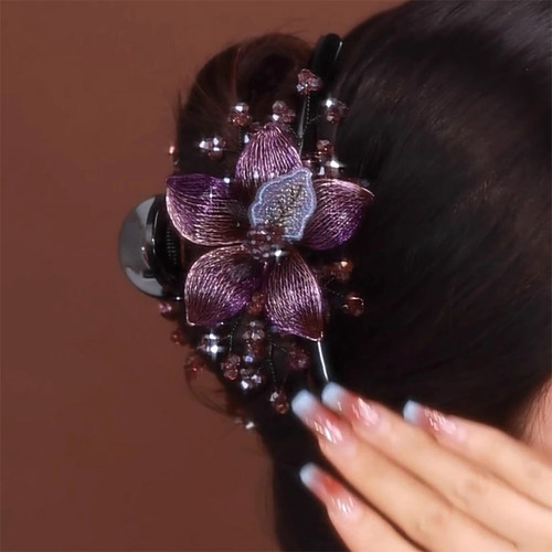 高端发夹女后脑勺2026新款鲨鱼夹妈妈优雅气质高级感抓夹头花头饰