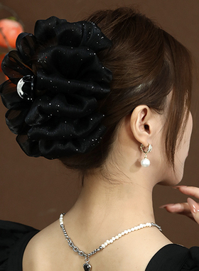 泡泡纱云朵发夹高级感2026新款气质头发夹子头饰鲨鱼夹后脑勺抓夹
