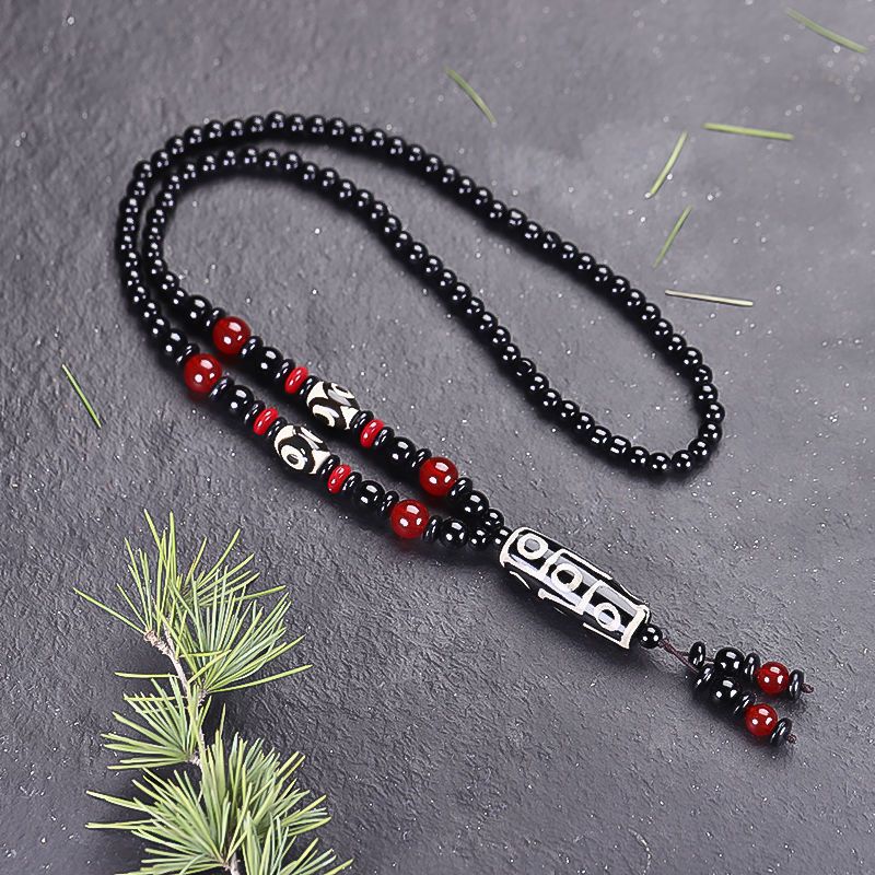 西藏九眼天珠项链情侣男女民族风玛瑙天珠挂链毛衣链珠链吊坠百搭