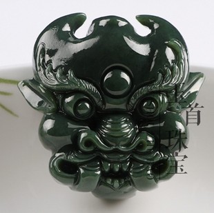 和田玉天然正品青玉招财牛鬼头带扣腰带扣男士腰佩腰牌腰挂件腰扣