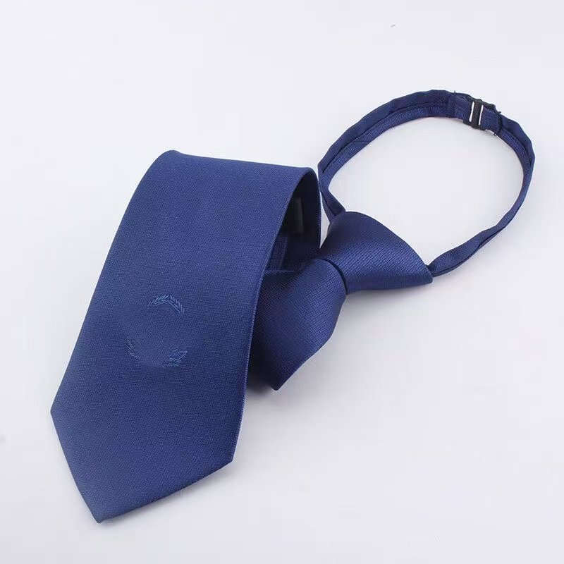 新式保安服领带拉链款刺绣藏蓝男士通用领带夹13元