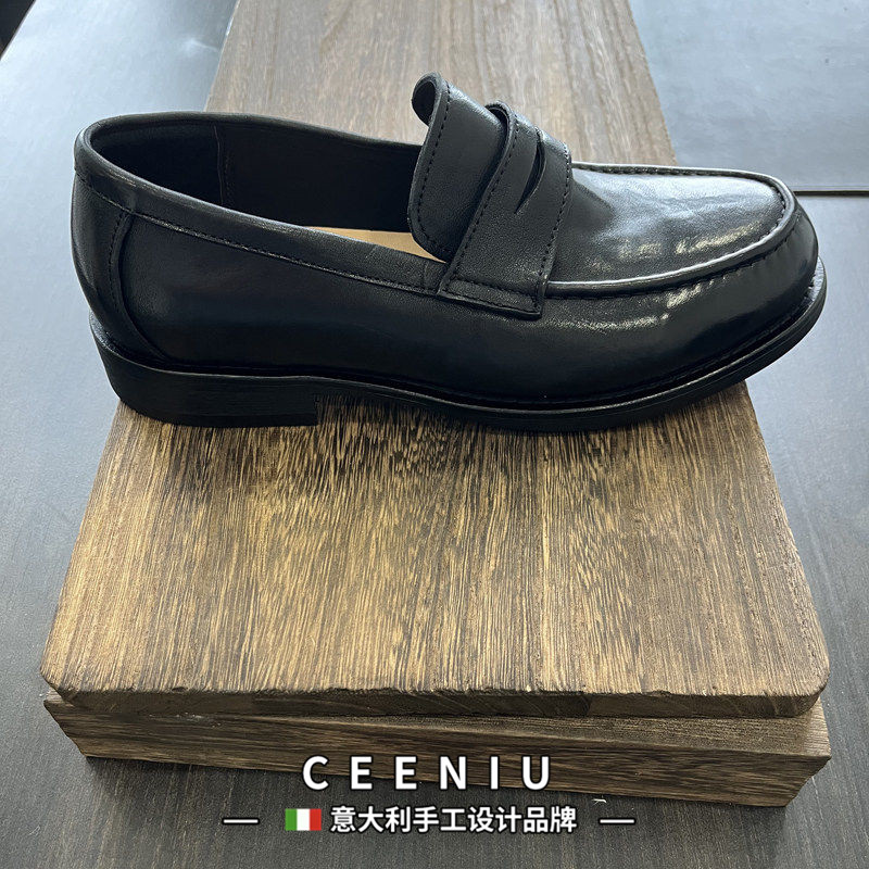 CEENIU意大利植鞣马皮沿条工艺皮底男士乐福皮鞋男休闲套脚皮鞋