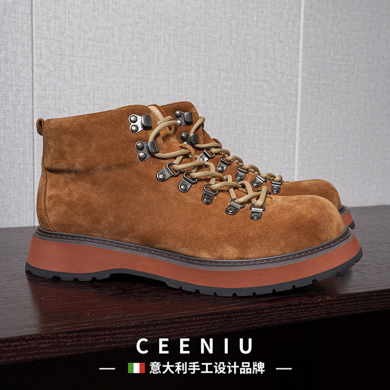 CEENIU意大利反绒牛皮马丁靴沙漠靴男士大黄靴户外机登山工装靴